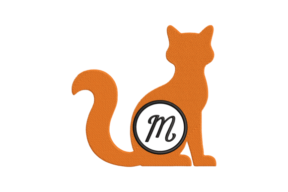 Cat Letter M Embroidery Design